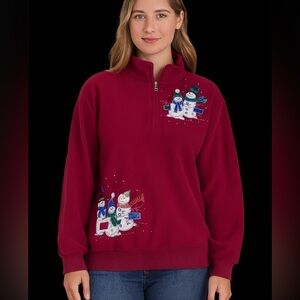 Alfred Dunner Red Snowman Turtleneck Sweater